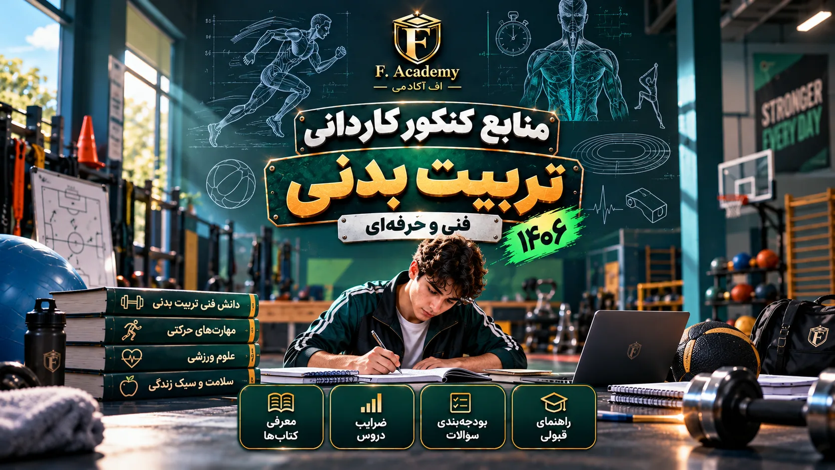 منابع کنکور کاردانی تربیت بدنی ۱۴۰۶ و راهنمای کتاب‌ها و ضرایب در اف آکادمی